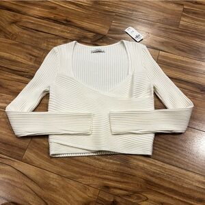 Abercrombie & Fitch Off-White Ribbed Knit Top